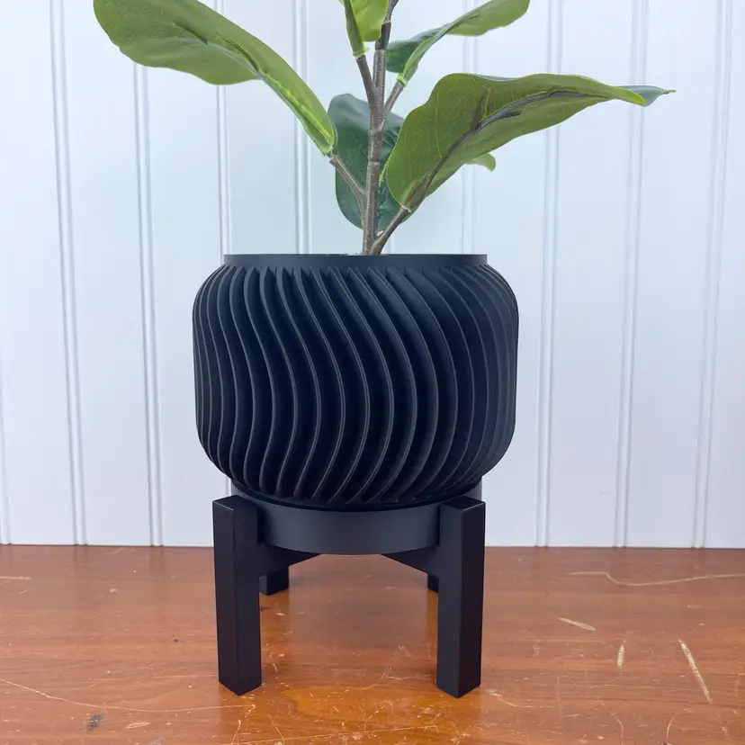 Unique Modern Indoor Flower Pot, Vilex Planter Pot, 3D Printed Indoor Planter w/ Drainage Hole and Drip Tray, Houseplants, Ecofriendly