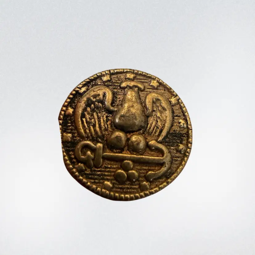 28-Vintage U.S. Navy uniform button, featuring an eagle perched on a "foul anchor"