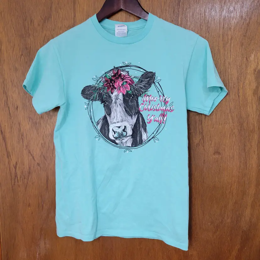 Moo-rry Christmas j’all! Delta Pro Weight Womens Unisex Fit Farm Cow Casual Gift