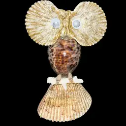 Vintage Owl Created With Shells And Googly Eyes, With A Touch Of Glitter.7”