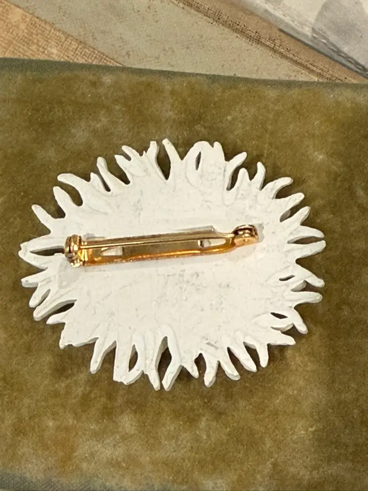 Celluloid Brooch - White