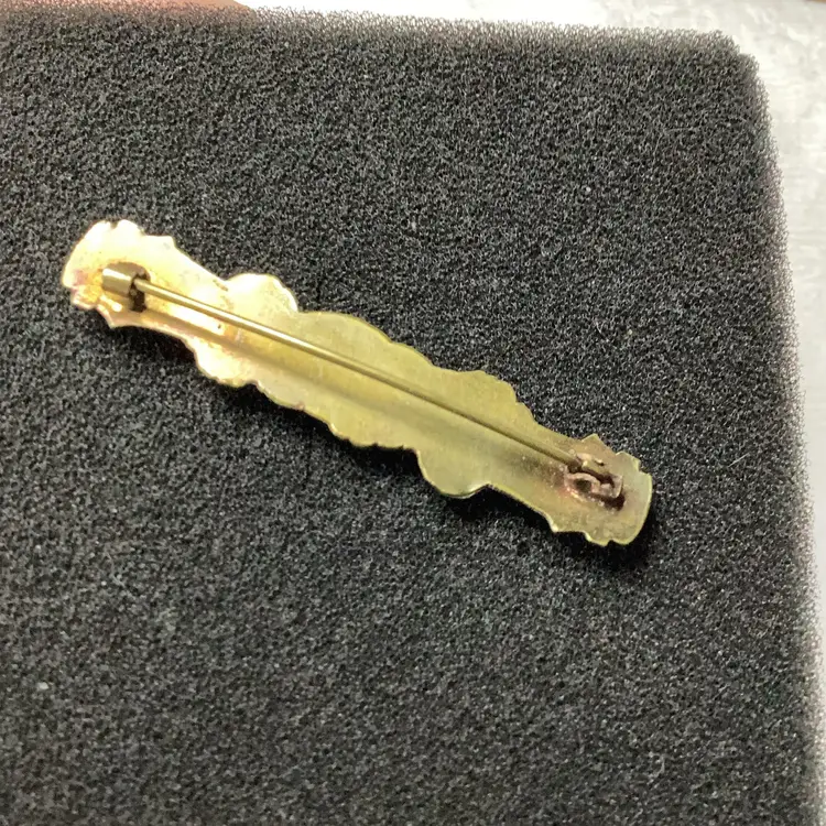 Antique Victorian Brass Bar Brooch Holding Hands Late 1800s 2”