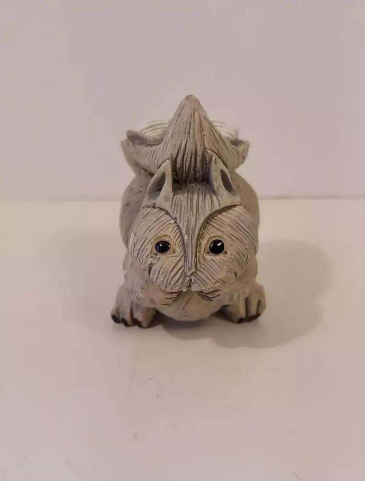 Artesania Rinconada Handmade Ceramic Gray Squirrel Figurine Uruguay