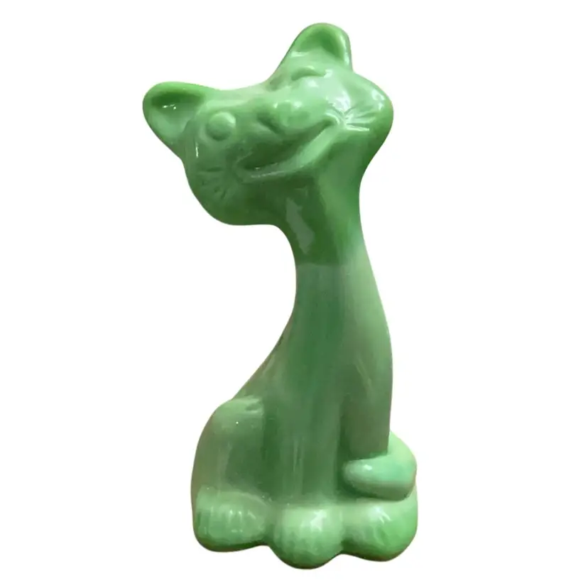 Fenton Chemelion Green Happy Cat 6” X 3”