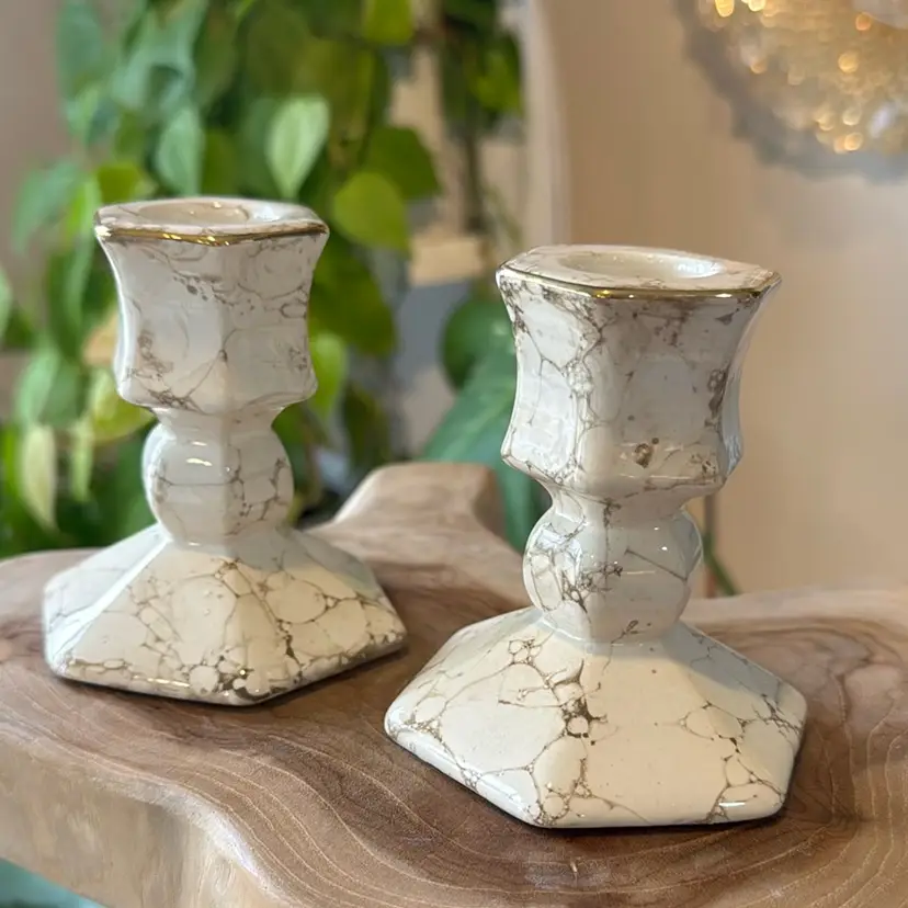 Vintage Partylite Marble Look Candleholders