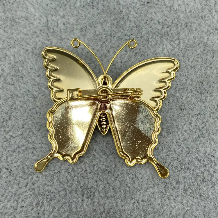 Vintage Blue Goldtone Butterfly Brooch