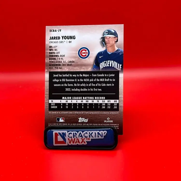 Jaren Young 2023 Topps Stadium Club RC Auto SCBA-JY Chicago Cubs