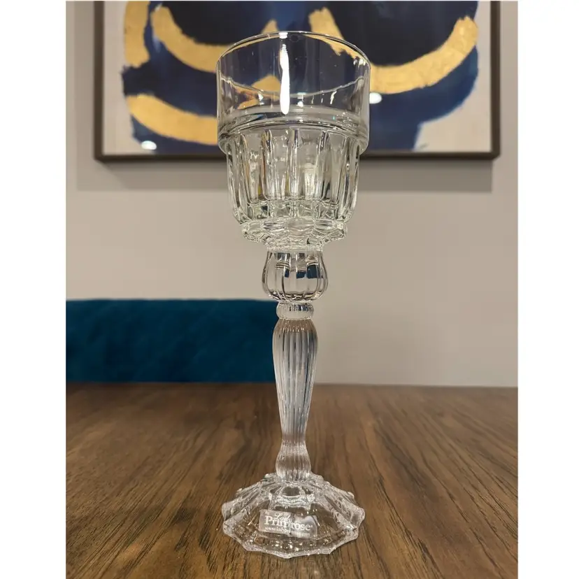 #07 Vintage Lady Primrose Tryst Noir crystal pedestal candle holder 11” tall