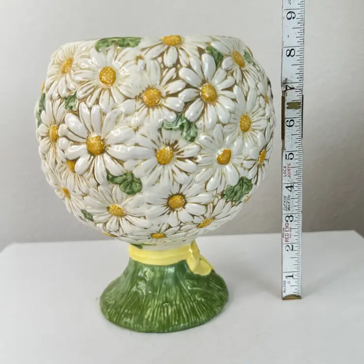 Vtg Poppytrail Metlox Vernon Sculptured DAISY Vase Topiary Bowl Midcentury