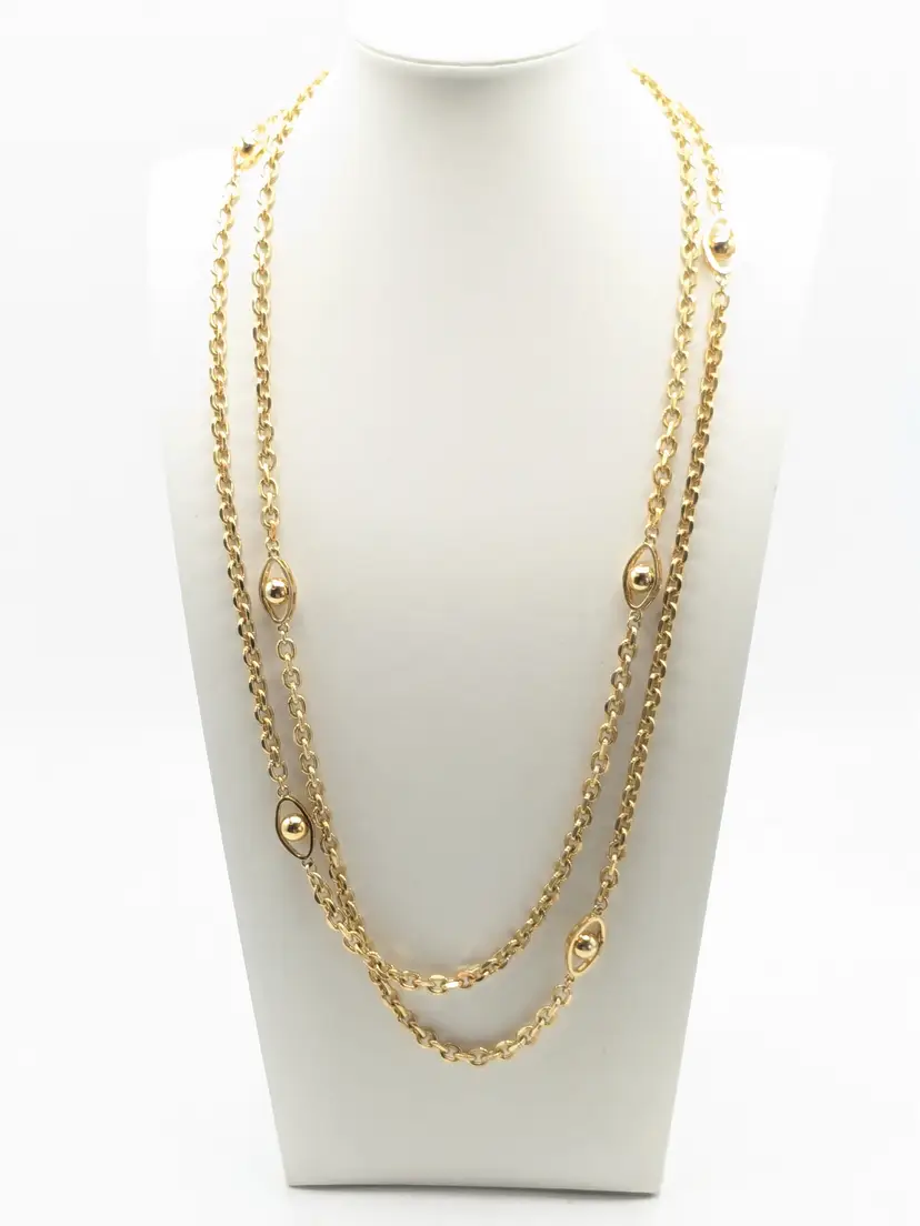 Vintage Monet Long Link Chain Station Necklace Jewelry