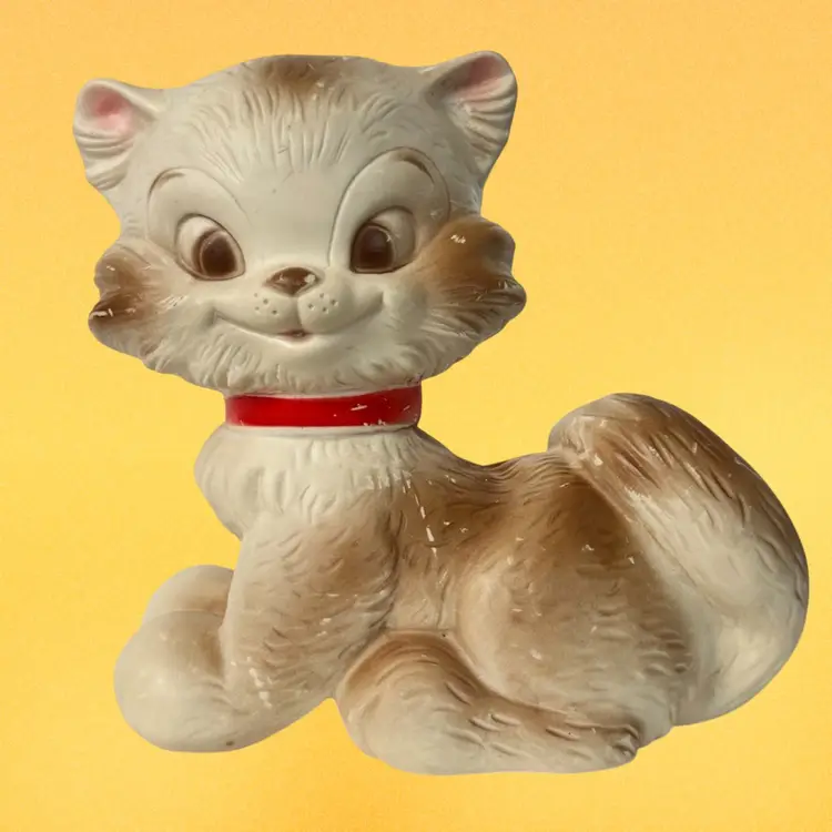 Vintage 1968 J.L. Prescott Kitty Cat Rubber Squeak Works, Kitschy Cute Toy