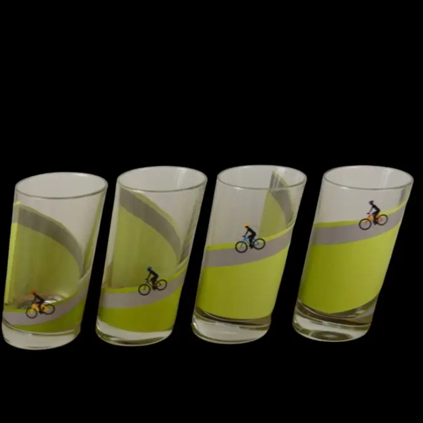 Uncommon Goods Cycling Tumblers Uphill Racing Slanted 10oz Glasses Set (4)