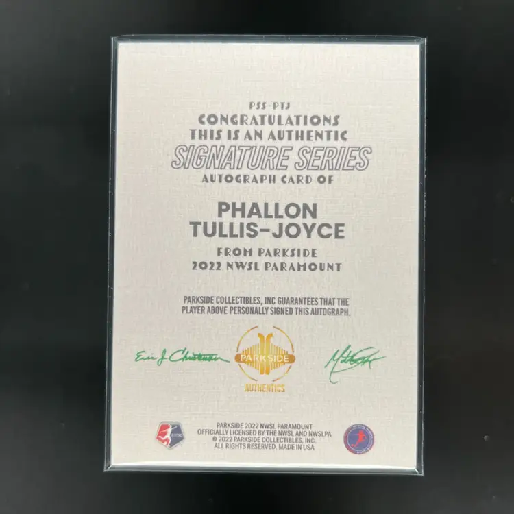 Phallon Tullis Joyce 2022 NWSL Parkside Paramount Autograph Soccer Card