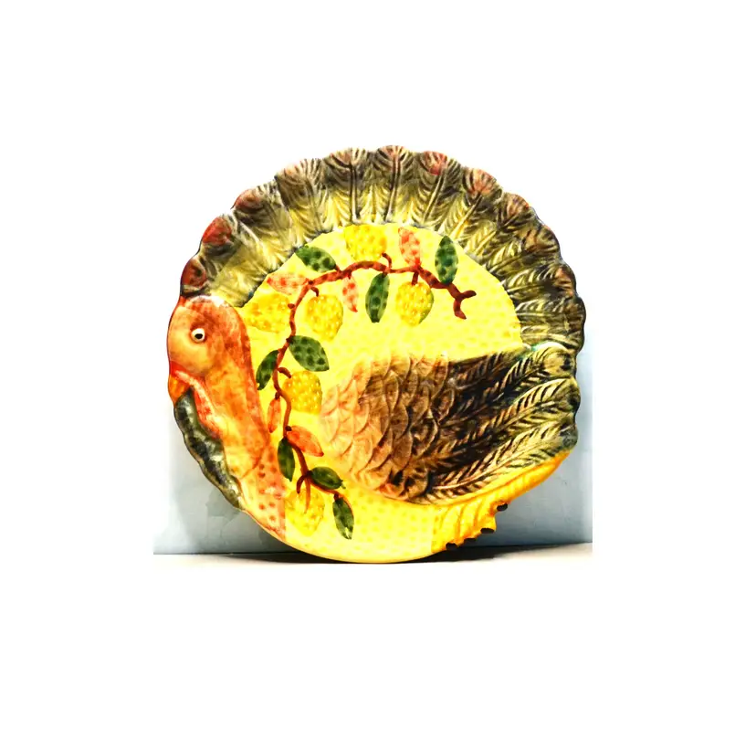 Hand-Painted Italica Ars Turkey Plate Vintage Italian Ceramic Thanksgiving Decor