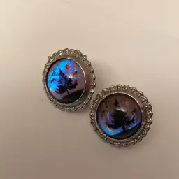 Vintage Morpho Butterfly Screwback Earrings