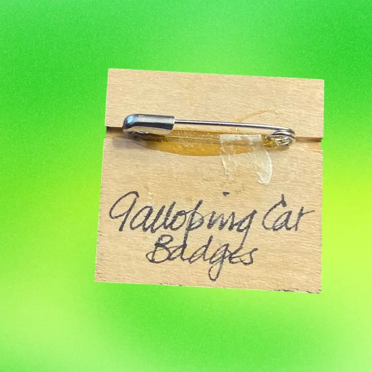 Galloping Cat Badges Wooden Brooch 1 2/4” X 1 2/4”