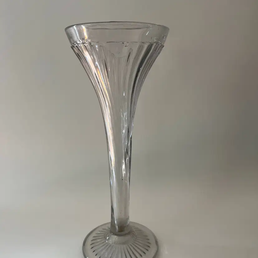 Antique Glass Hat Display Column Shelf Support Riser 1920s EAPG New Martinsville Fluted Glass Hat Stand Tulip Vase