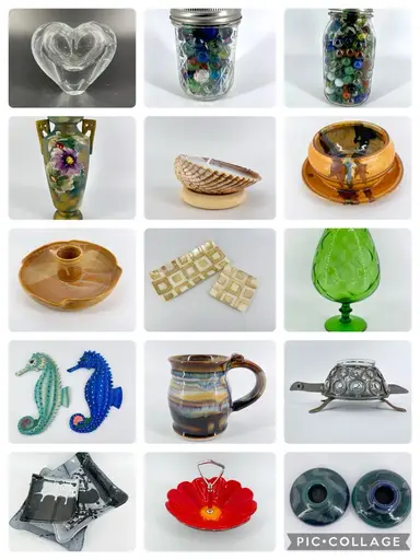 🎉Shop My New Finds~Glass~Italian Pottery~Glitter sea Horses~Marble lots And More With Attic On The Beach🎉