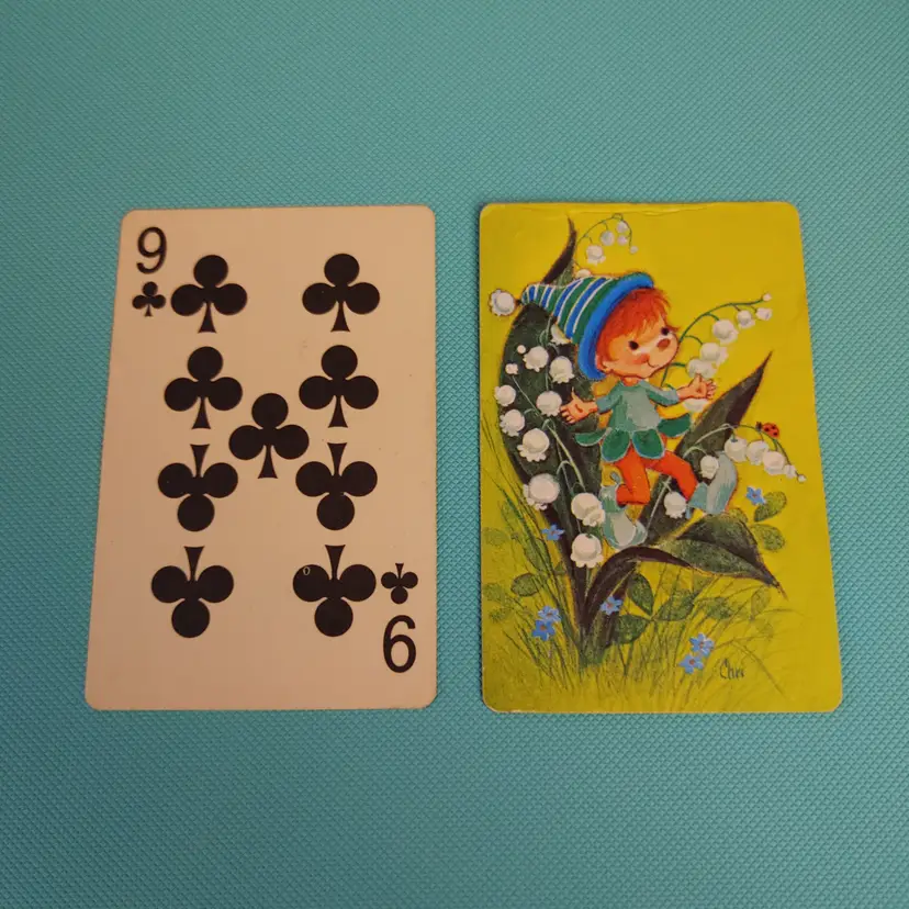 Single Swap Card - Playing Card. Elf or Fairy on Flower. Dimension 2.5 x 3.5. Read description.