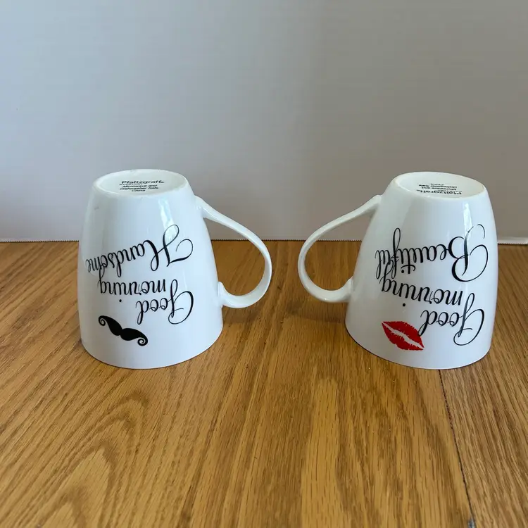 Pfaltzgraff Good Morning His & Hers Mugs Wedding Gift Cottagecore Farmhouse