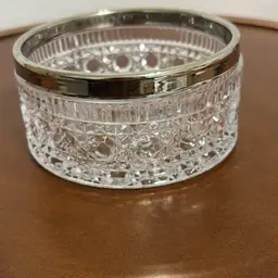 Cut Crystal Bowl With Silver Plate Rim