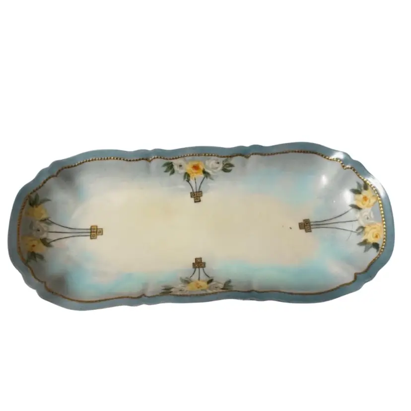 An antique Royal Austrian porcelain dresser tray or vanity tray