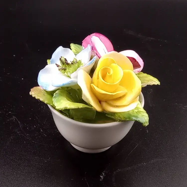 Coalport bone china pot of flowers