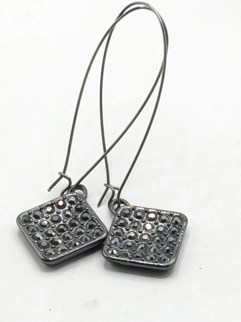 Robert Lee Morris Soho Dangle Earrings with Rhinestones Squares