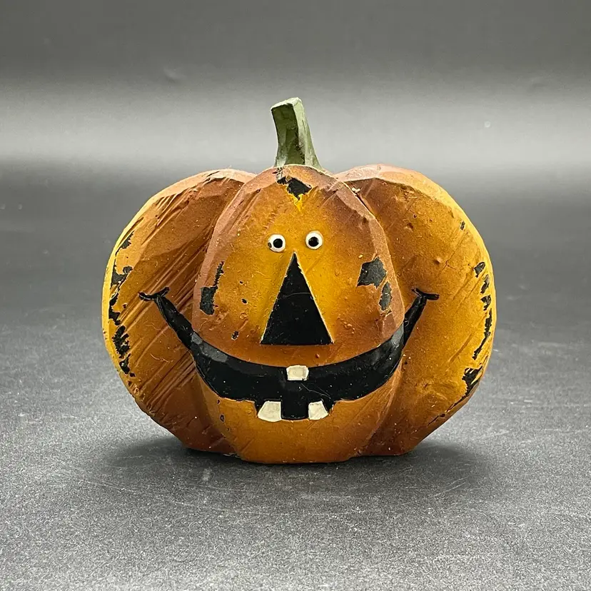 Tii Collections Jack O'Lantern Pumpkin Halloween Resin Figurine Vintage Holiday