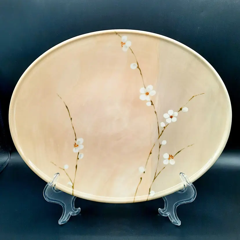 Royal Stafford Radio Blossom Oval Serving Platter White Flowers Beige