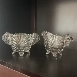 Vintage Cambridge Glass Caprice Art Deco Style Creamer & Sugar