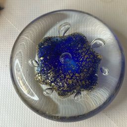 5” Flattened  2” Tall Paperweight SDS Seapoot Group Controlled Bubbles Bullicante