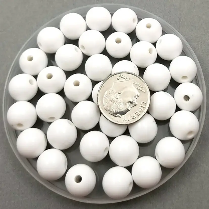 60pcs 10MM White Acrylic Beads #BC138