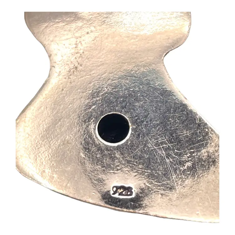 925 Black Onyx Guitar Earrings - 3" Sterling Silver, 6.8g - Excellent Condition