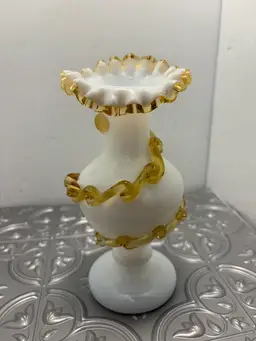 Vintage Gold Crest Milk Glass Jack N Pulpit Vase