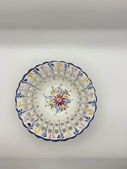 Small RCCL Hand Painted Reticulated Bowl Made In Portugal 6”