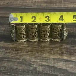 Vintage Ormolu Filigree Lipstick Holder 4-Slot Vanity Caddy Brass Gold Tone