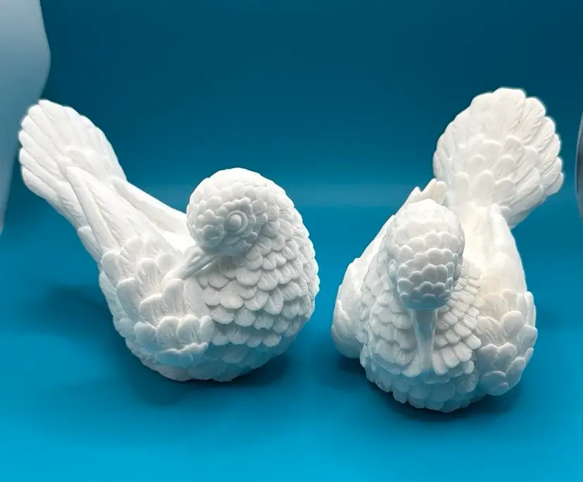 A. Santini Pair Of DOVES PIGEONS Classic Figure Made In Italy