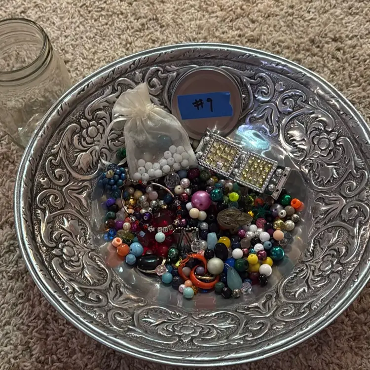 #9 Mason Jar of Craft Jewelry & Beads