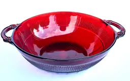 Anchor Hocking Ruby Red Royal Coronation Glass Fruit Bowl