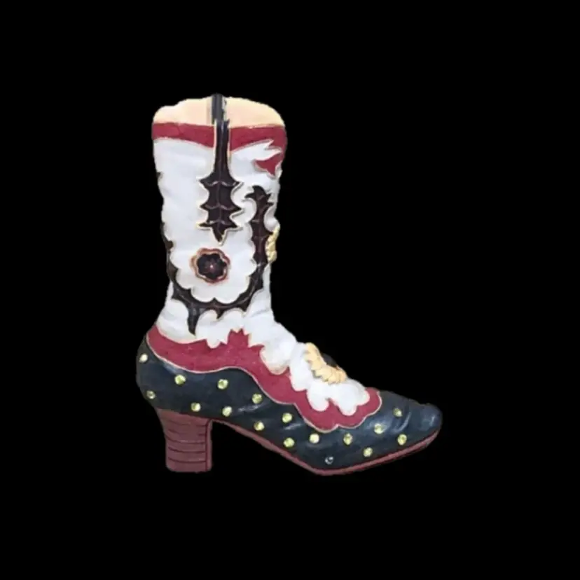 Sarna Wild West Annie Oakley Boot Figurine Western Cowgirl Southwest CHIPPED