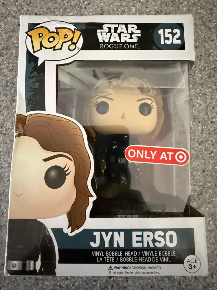 New Only At Target Vintage Funko Pop! Jyn Erso vinyl bobble-head figure from the Star Wars: Rogue One movie. New