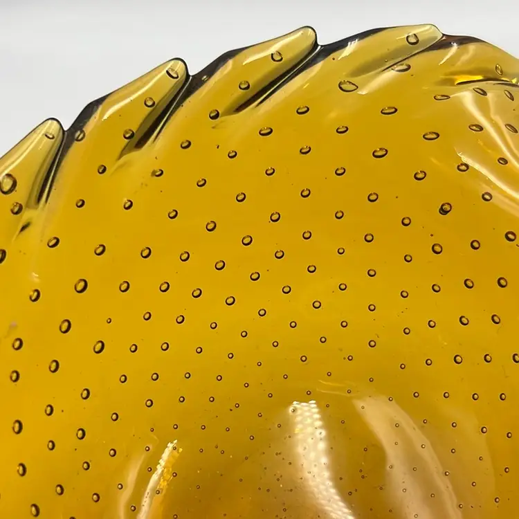 Vintage Blown Glass Leaf Bowl Bullicante 7” x 5” x 2.5”