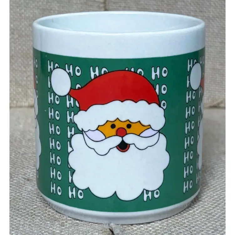 Vintage Chirstmas Kitsch Santa Claus Coffee Mug Cup Holiday Whimsical Twee Fun