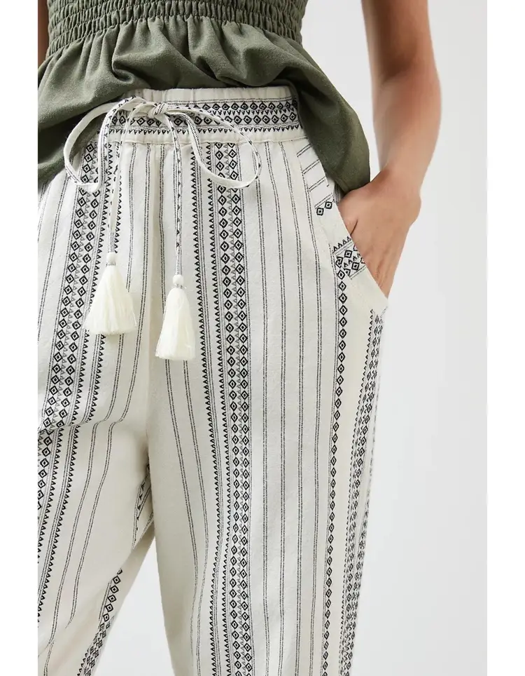 Anthropologie Essential Beach Elastic Waist Pull On Ankle Tapered Trouser Pant Size Medium 0609O