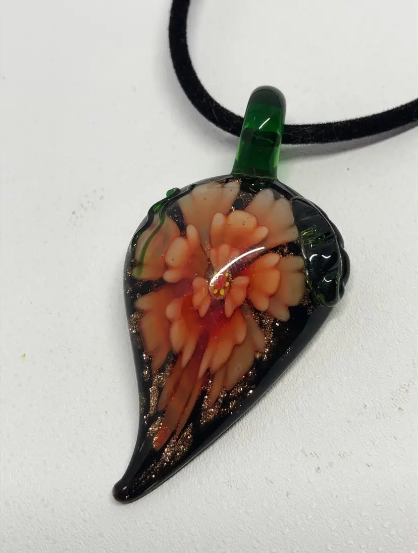 Hand-Blown Art Glass Pendant & Necklace