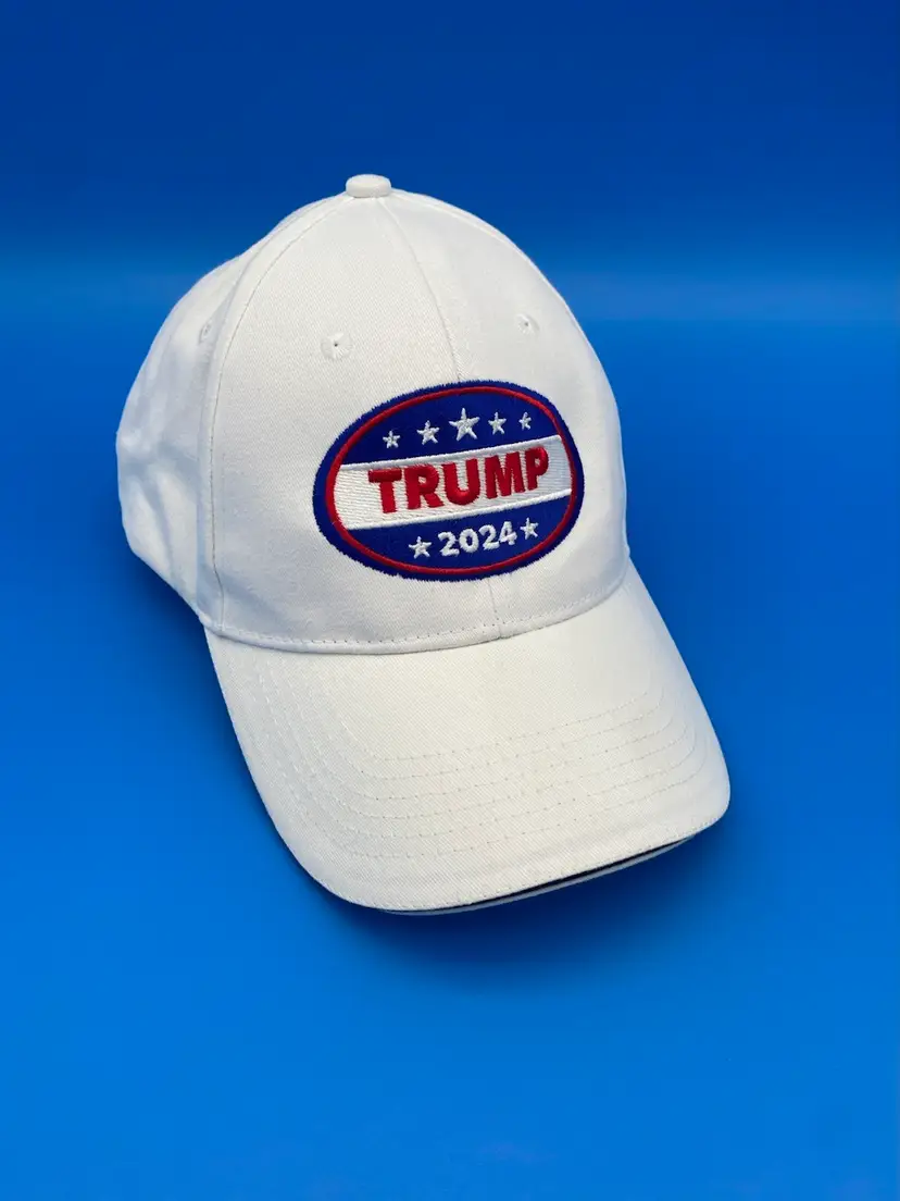Trump 2024 White Adjustable Hat - Bayside Made in the USA