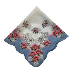 Something Blue Floral Brides Handkerchief Cottage Core Wedding Granny Vintage