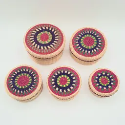 Woven Nesting Baskets Boxes Round Multi-colored Set of 5