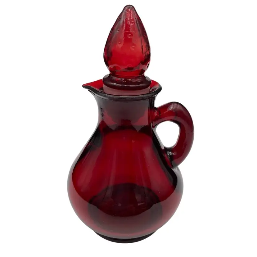 Vintage Anchor Hocking for Avon Royal Ruby Glass Cruet & Stopper, 5.5" Tall